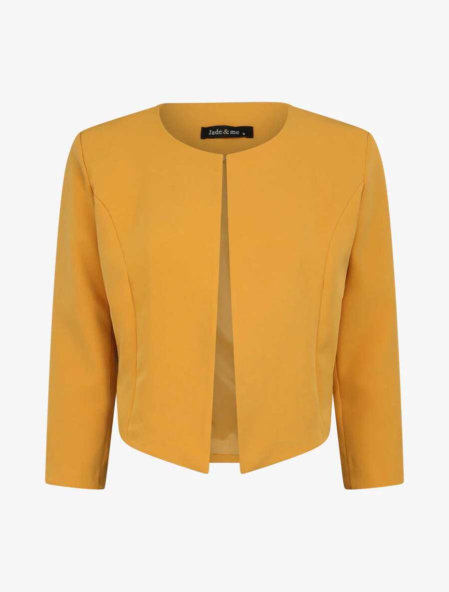 Rechte jas met 3/4 mouwen - Mosterdkleurig