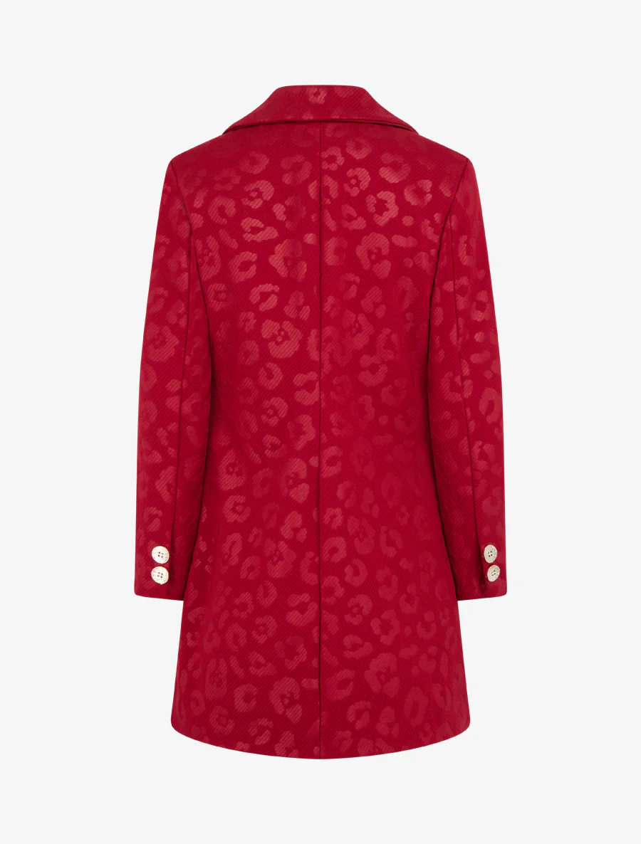 Rechte jas met luipaardmotief - Rood - Image 2
