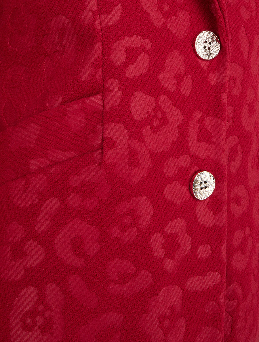 Rechte jas met luipaardmotief - Rood - Image 3