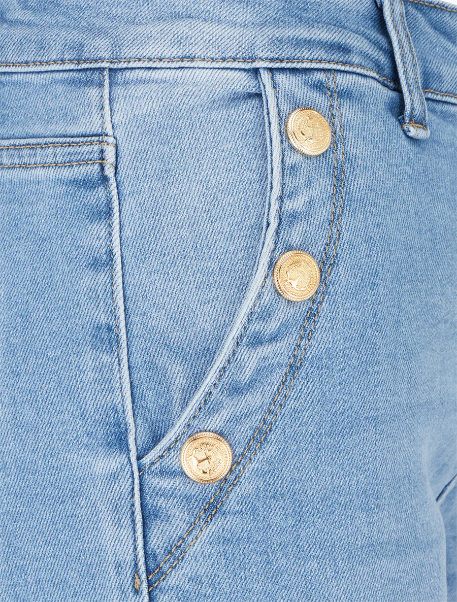 Rechte jeans in grote maat met decoratieve knopen - Lichtblauw - Image 3