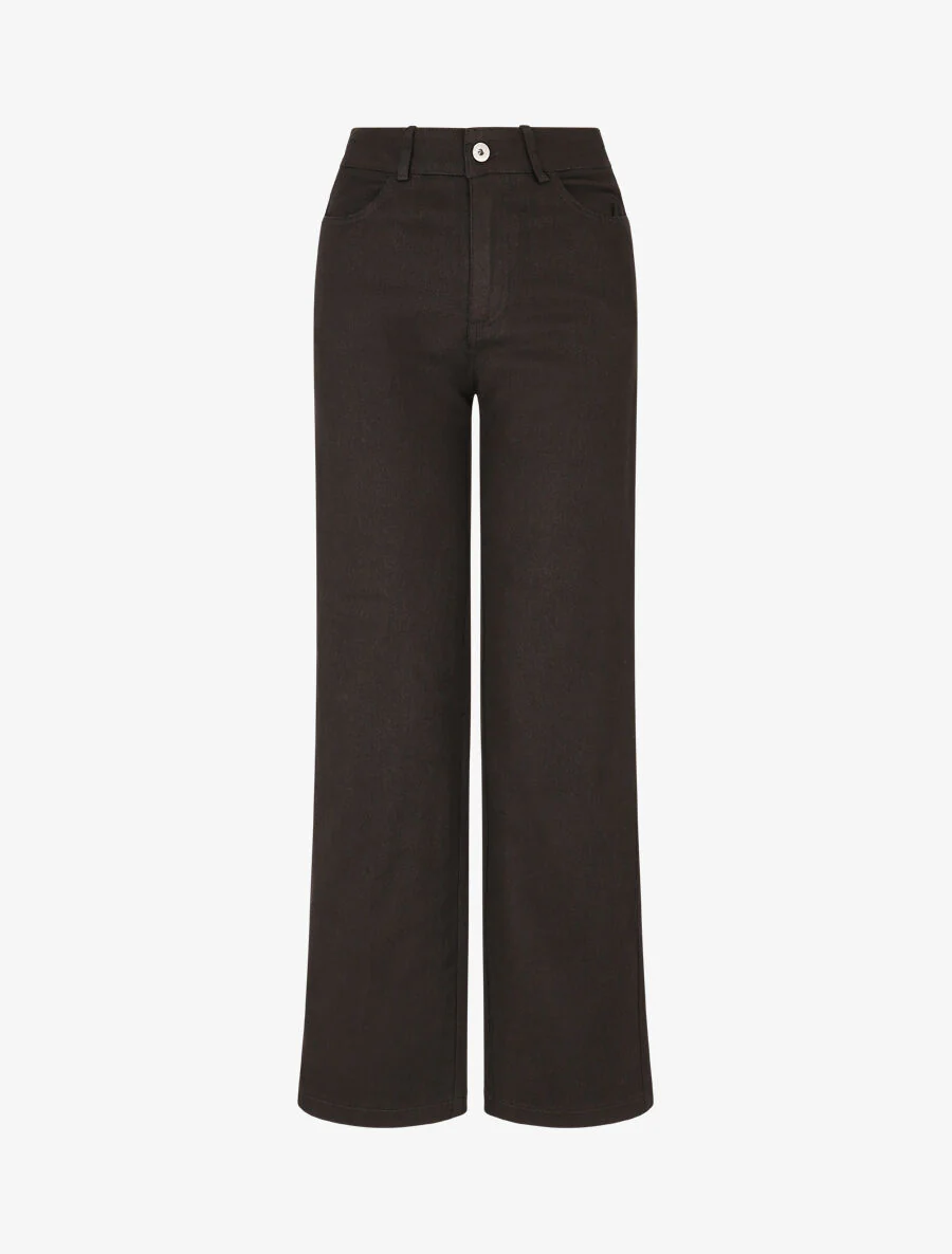 Rechte jeans met hoge taille en rechte wijde pijpen - Zwart