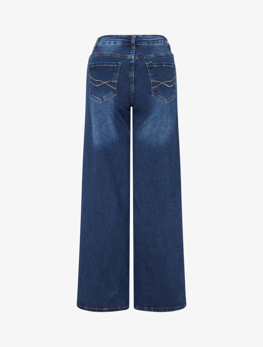 Rechte jeans met strasszakken - Blauw - Image 2