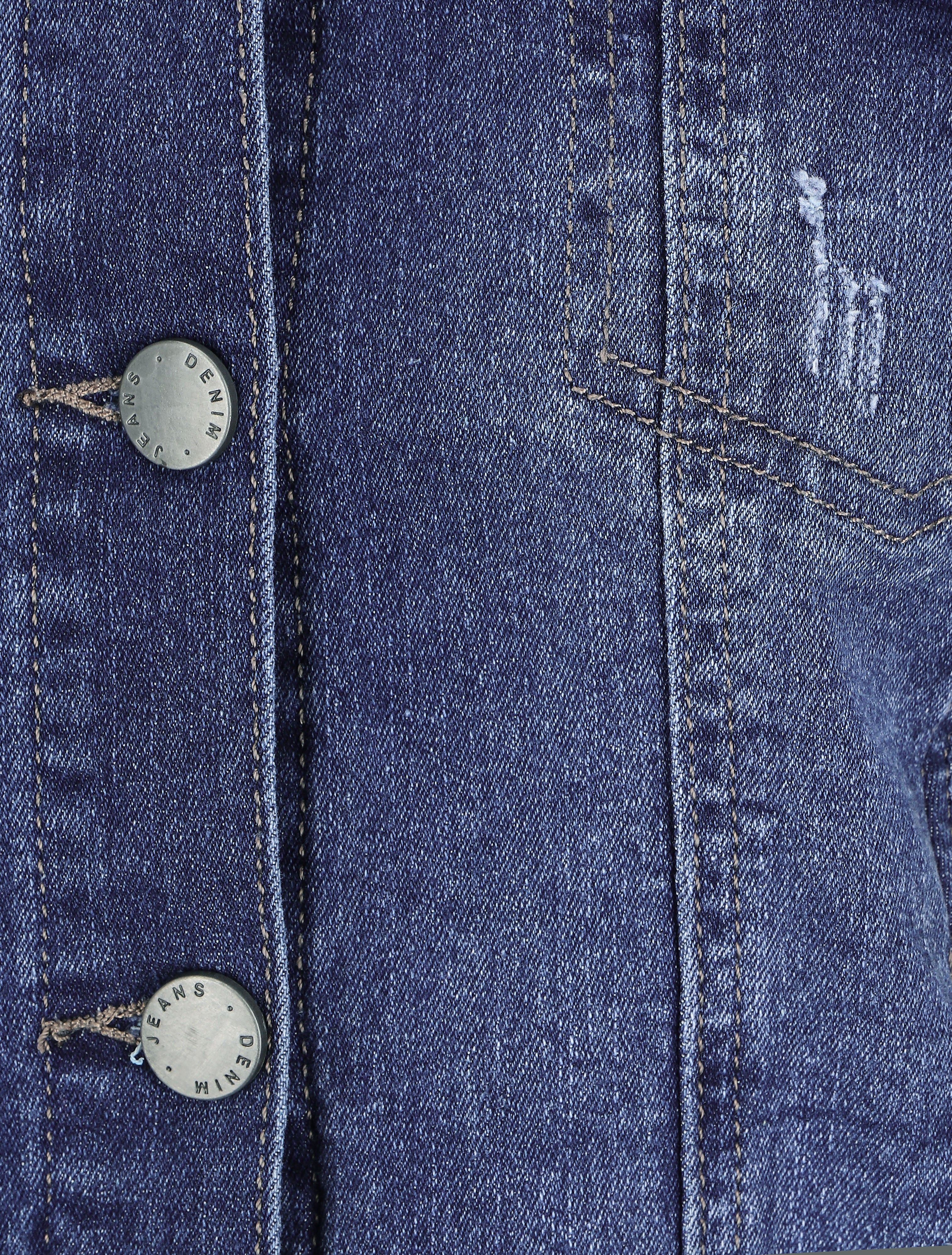 Rechte jeansjas met krasdetails - brut - Image 3