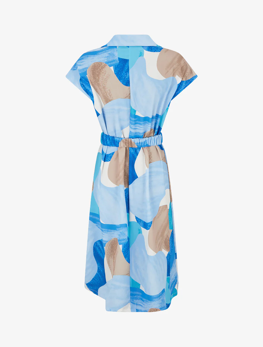 Rechte jurk met ceintuur - Blauw - Image 2