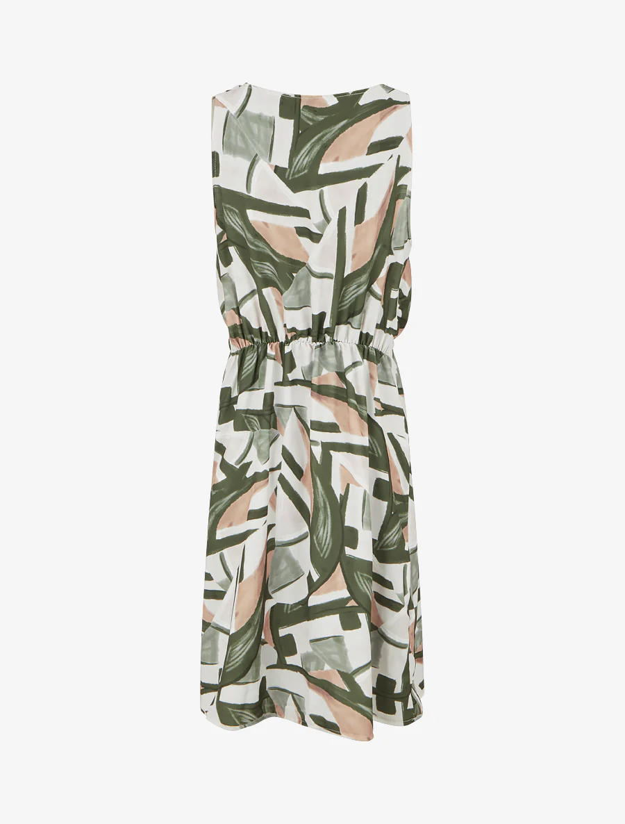 Rechte jurk met elastische taille - Kaki - Image 2