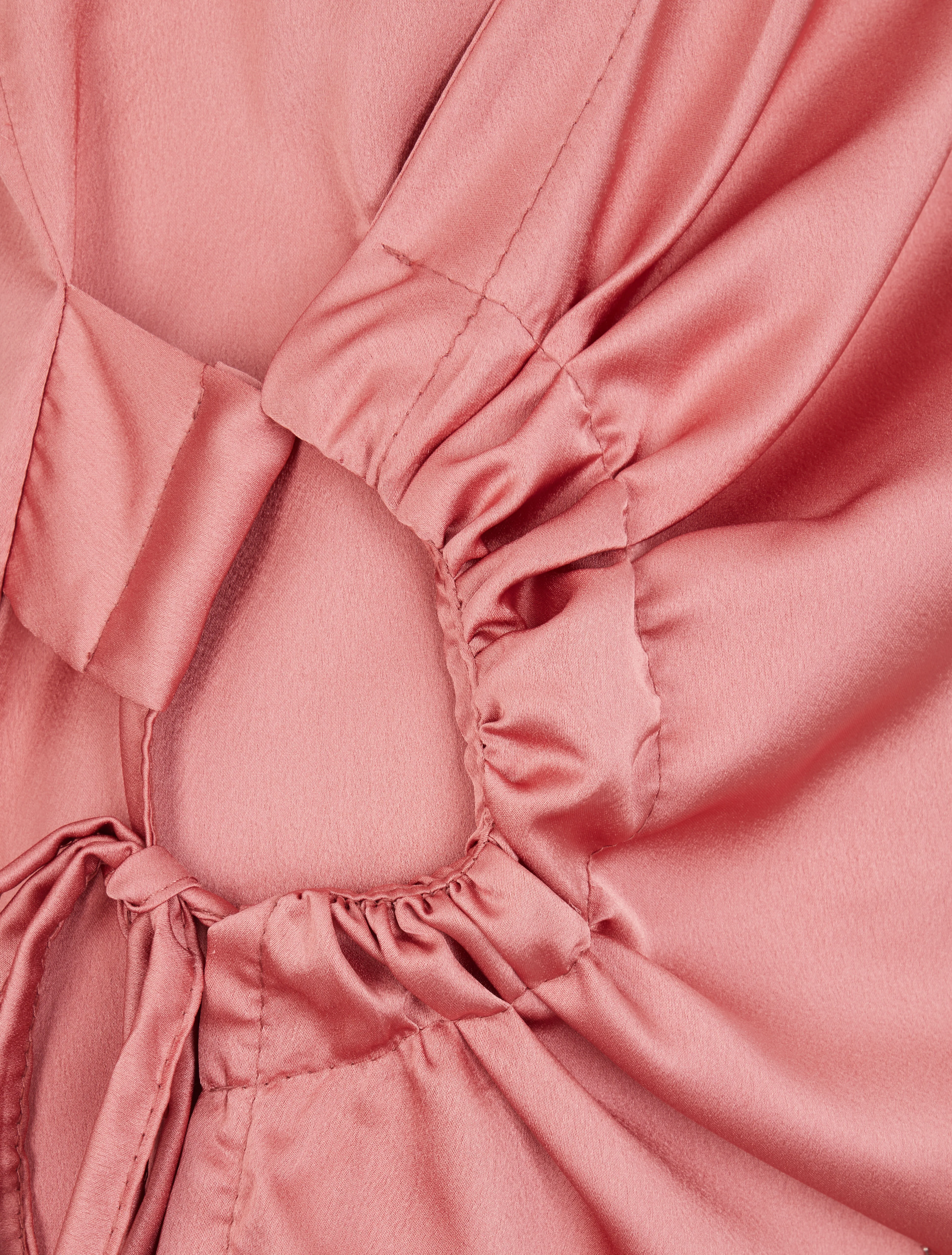Rechte satijnen blouse met linten - Oudroze - Image 3
