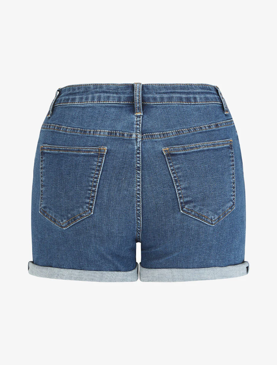 Rechte spijkershorts met hoge taille - Denim blauw - Image 2