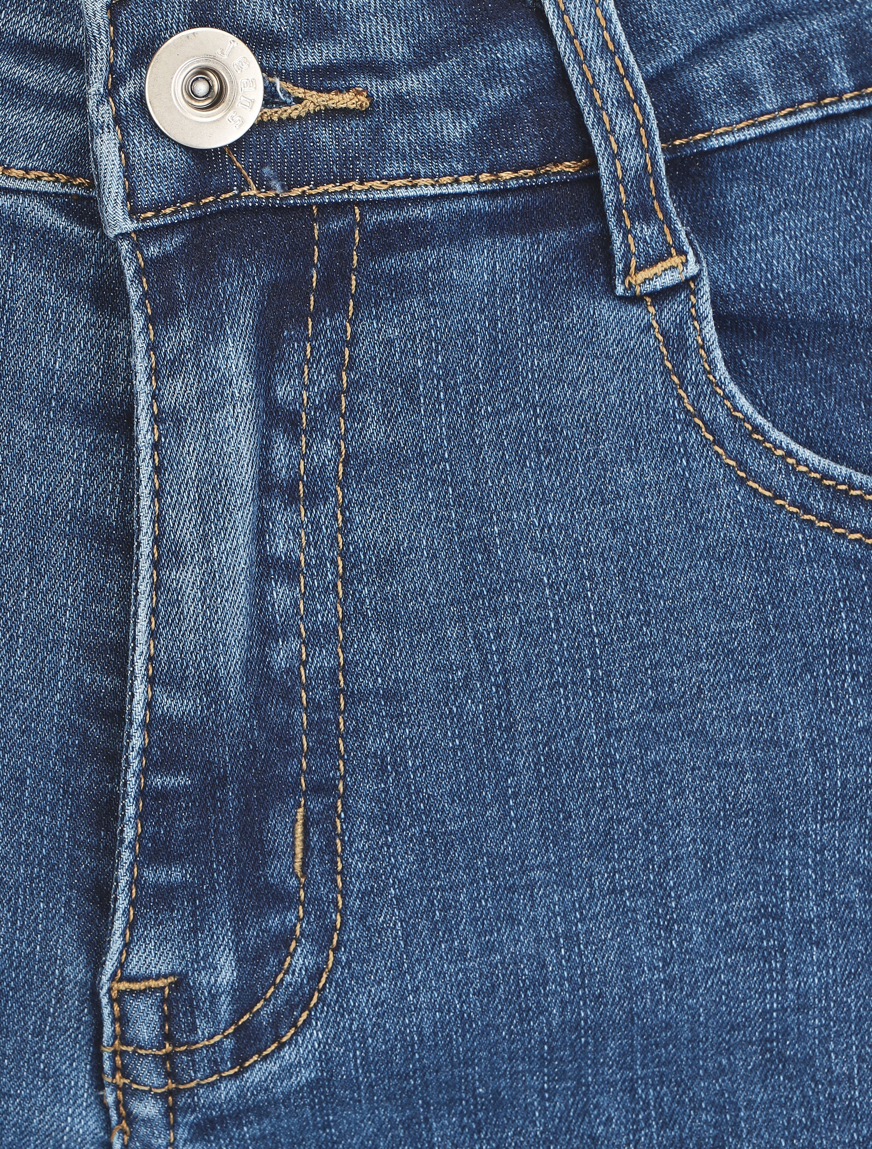 Rechte spijkershorts met hoge taille - Denim blauw - Image 3