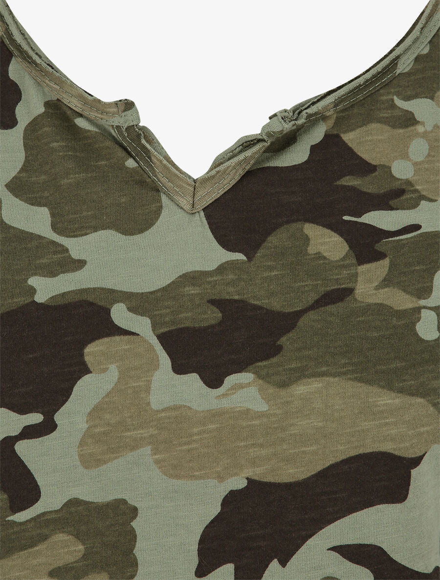 Recht T-shirt met ruitjesprint korte mouwen - Kaki - Image 3