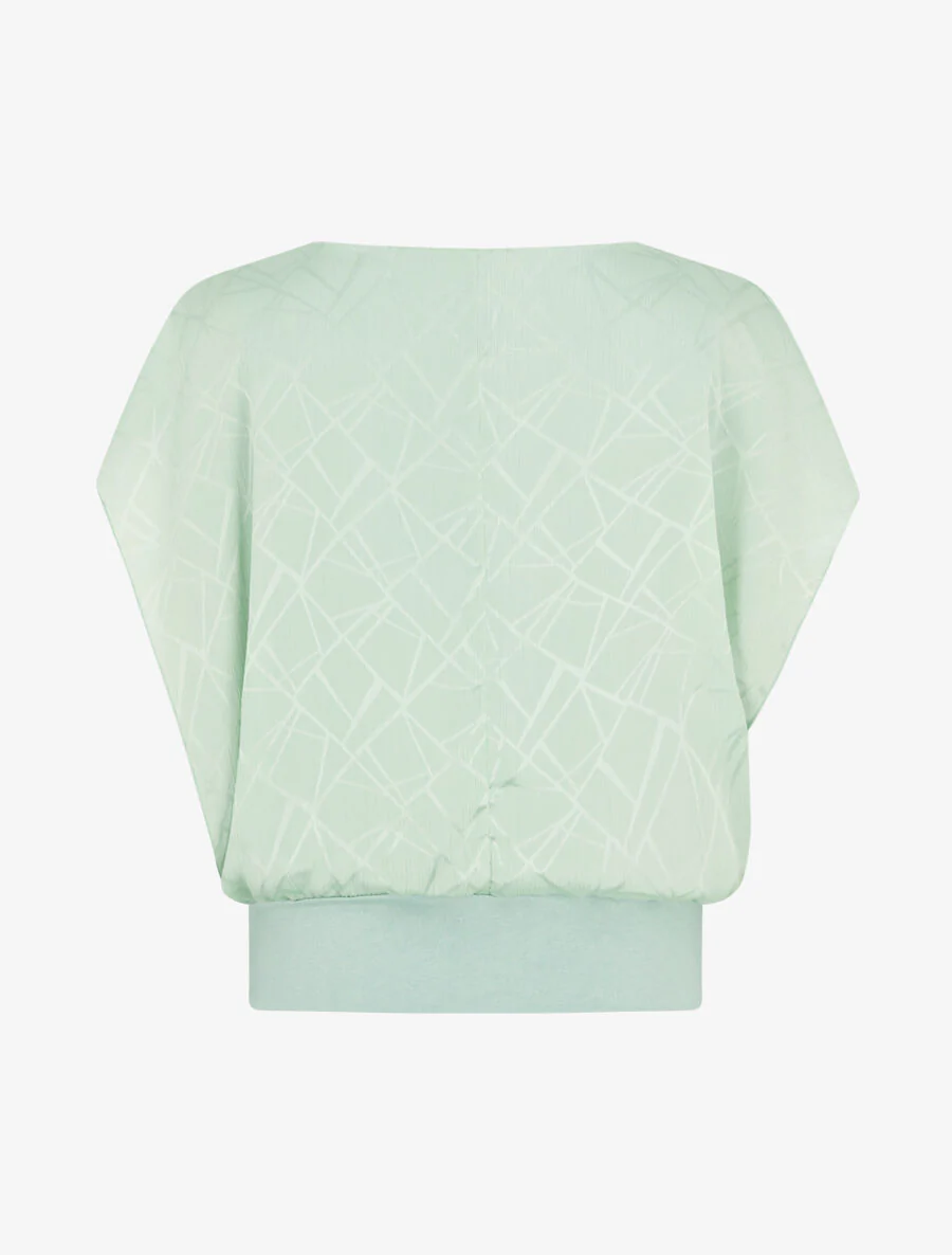 Rechte voile top met korte mouwen - Pastelgroen - Image 2