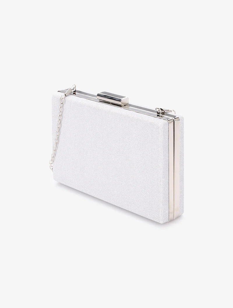 Rechthoekige clutch met pailletten en ring sluiting - Zilver - Image 2