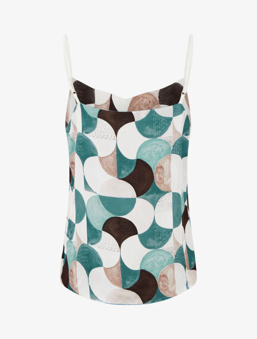 Retro bedrukt satijnen hemdje - Eendenblauw - Image 2