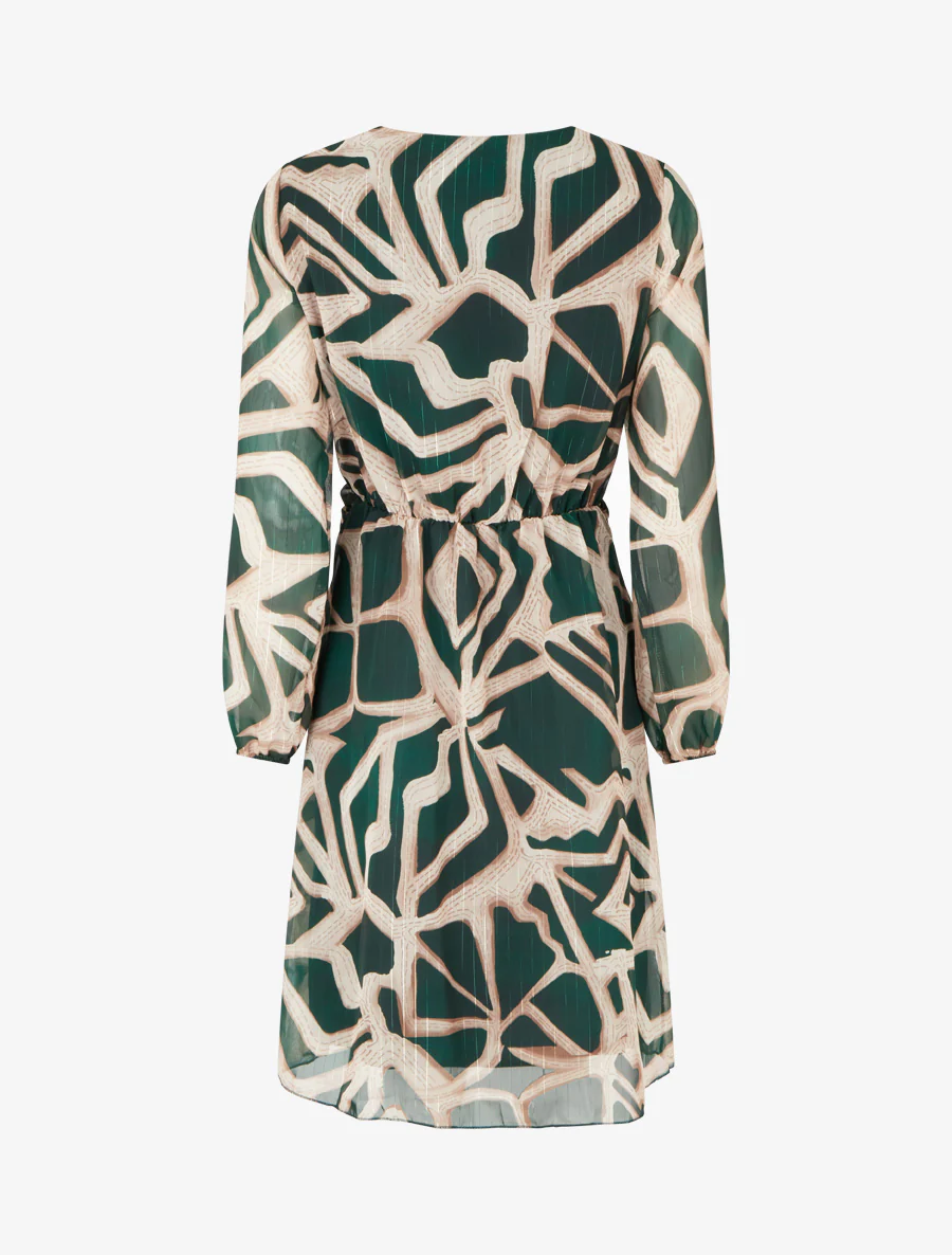 Retro jurk met iriserende strepenprint - Dennengroen - Image 2