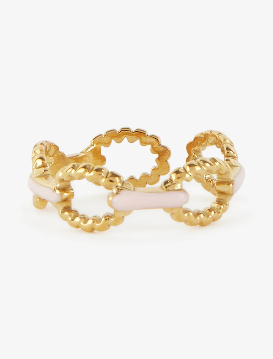 Ring in gedraaide maritieme schakels stijl - Goud/roze - Image 3