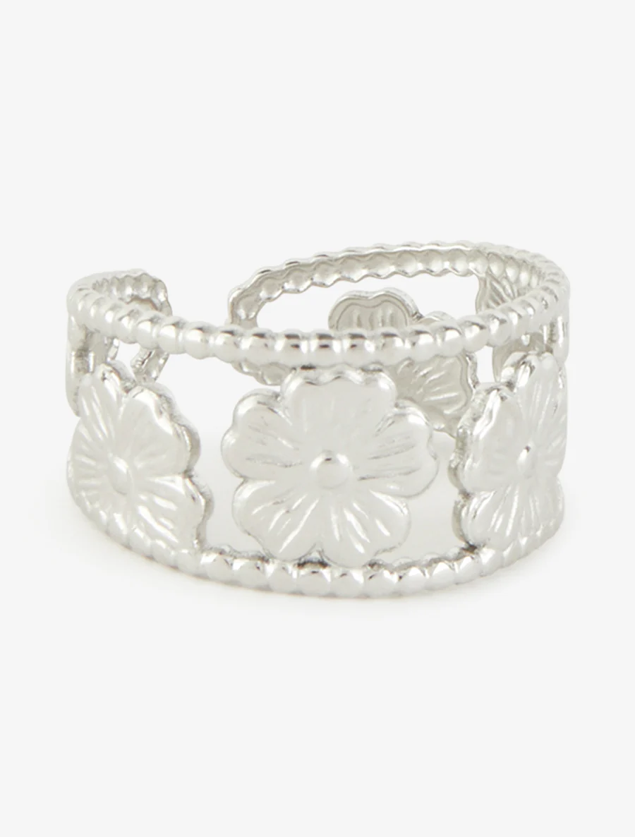 Ring met kleine kralen en bloemenmotief - Geld - Image 2
