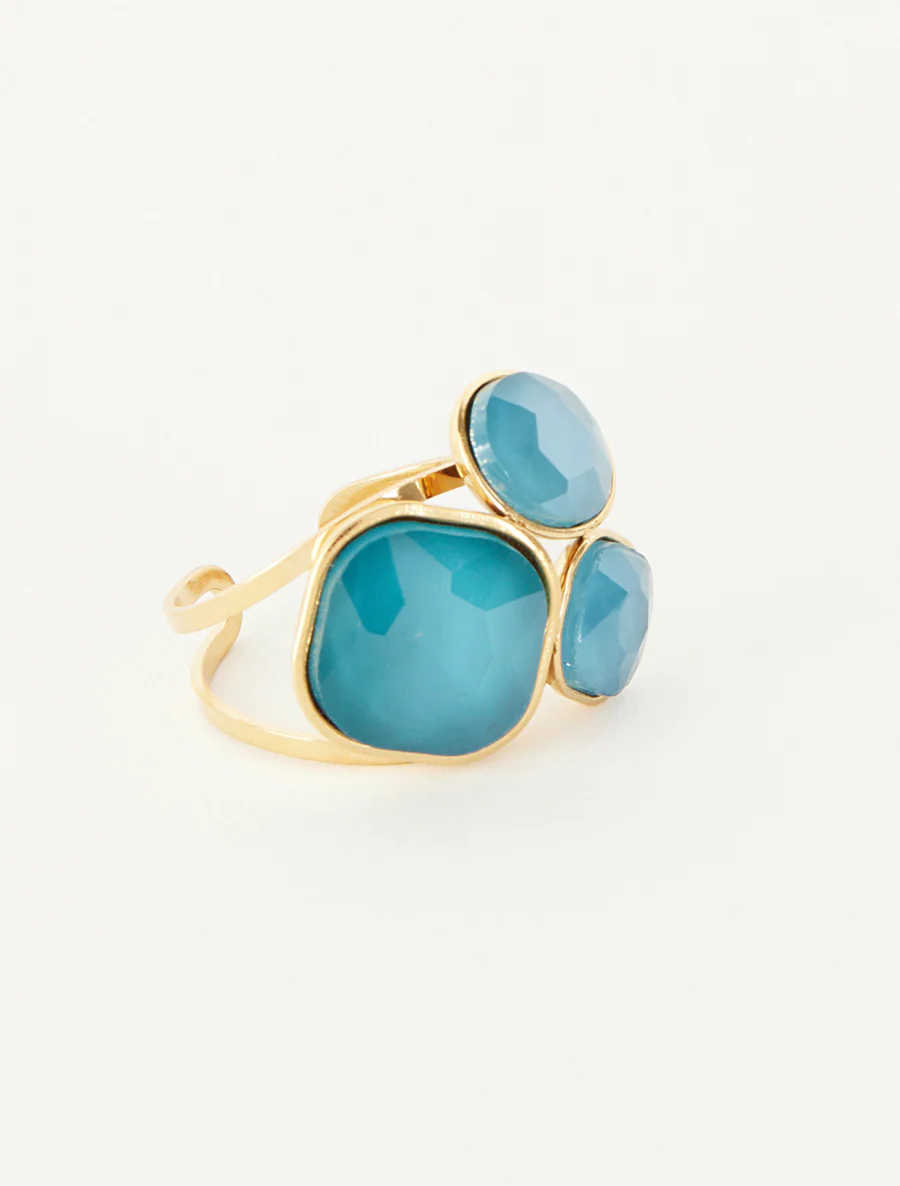 Ring versierd met drie stenen - Turkoois - Image 2