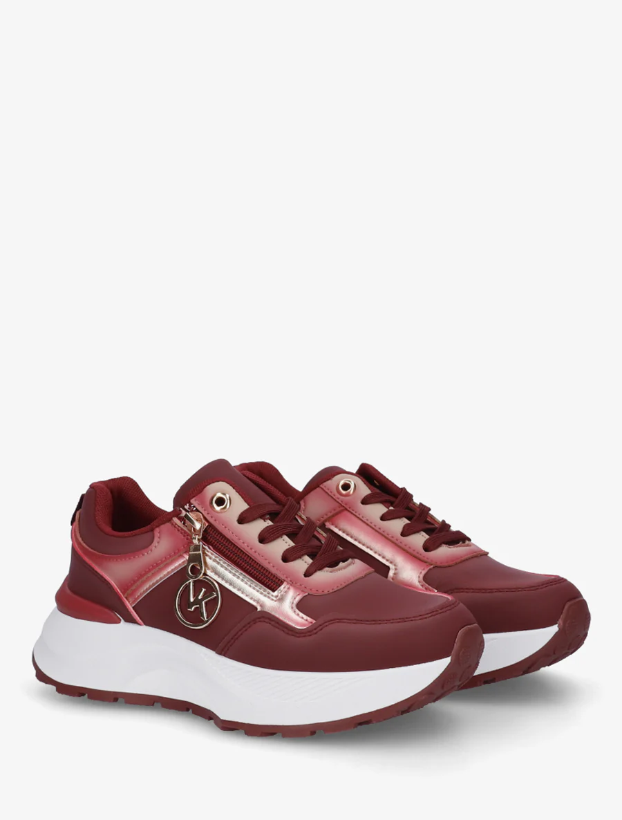 Rits sneakers met metalen sieraad - Bordeaux - Image 4