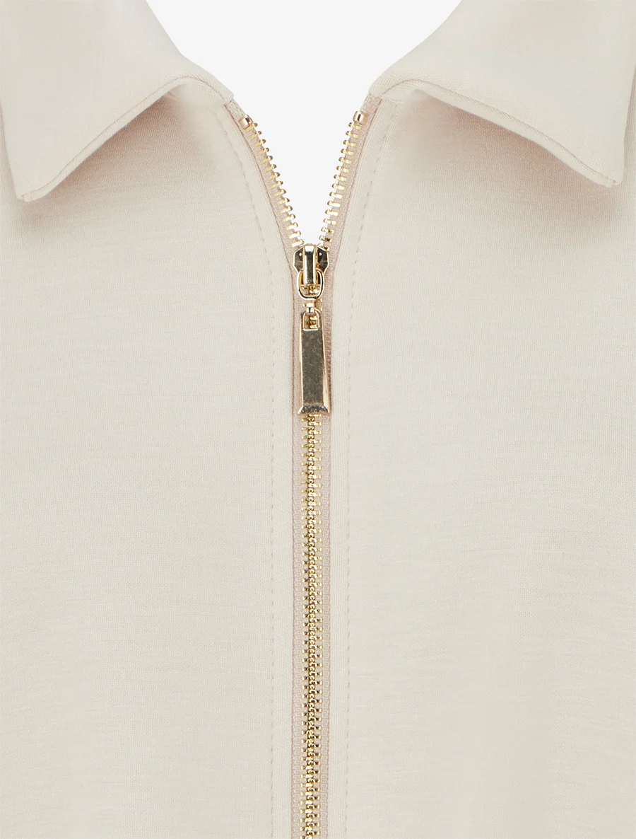 Ritssluiting met geplooid effect bomberjack - Beige - Image 3