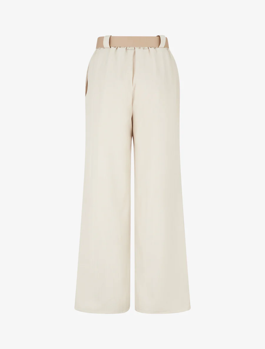 Ruime broek met streepjesmotief - Beige - Image 2
