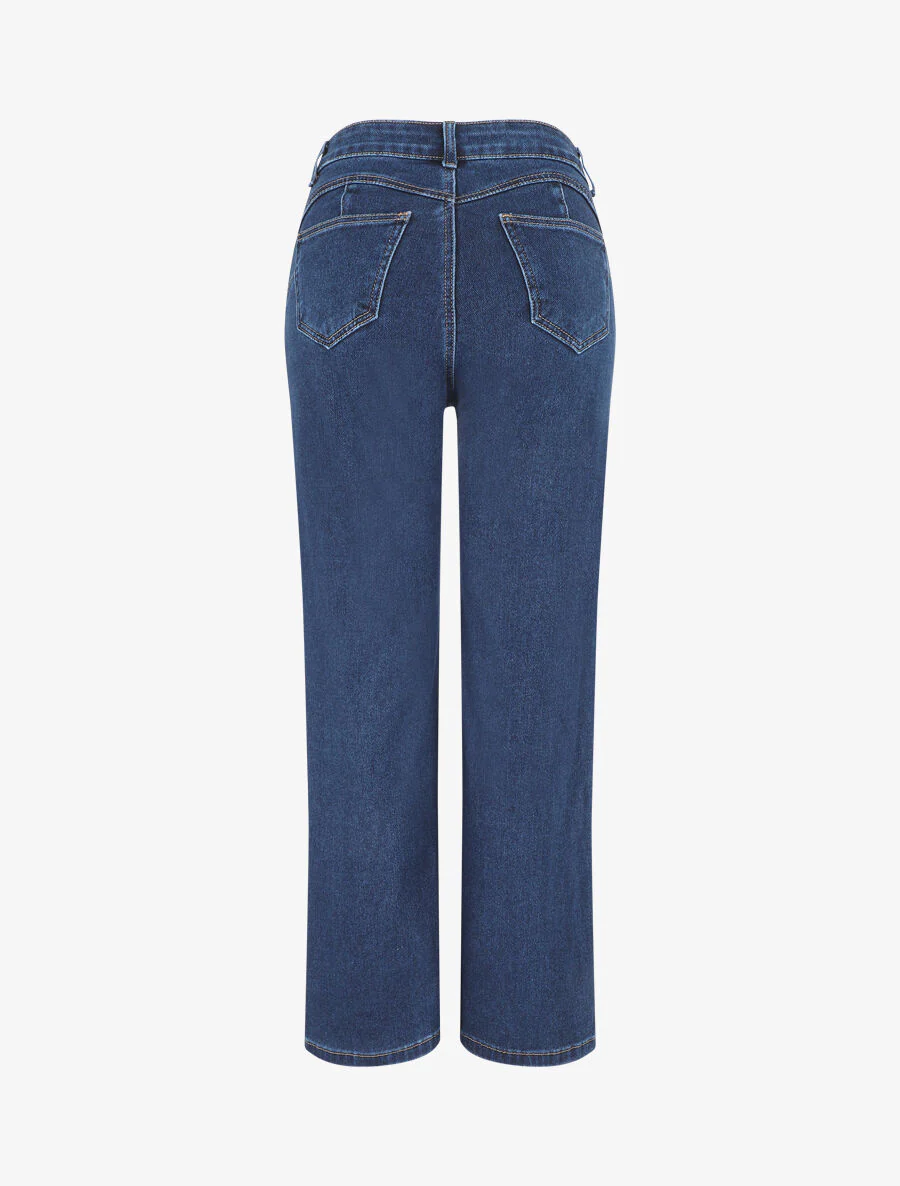 Ruimvallende jeans met hoge taille - Onbewerkt blauw - Image 2