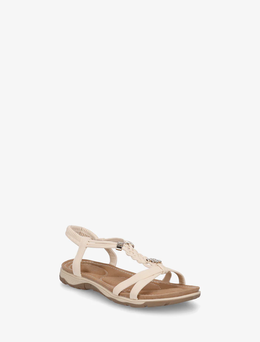 Sandaal met klaver-inzetstuk met strass-steentjes - Beige - Image 2