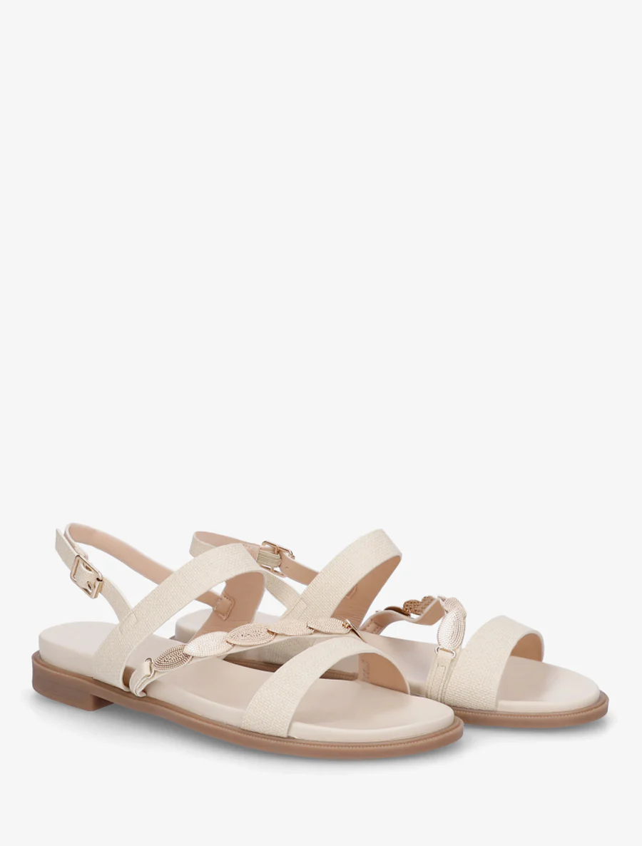 Sandaaltjes van imitatieleer met bladsieraad - Beige - Image 4