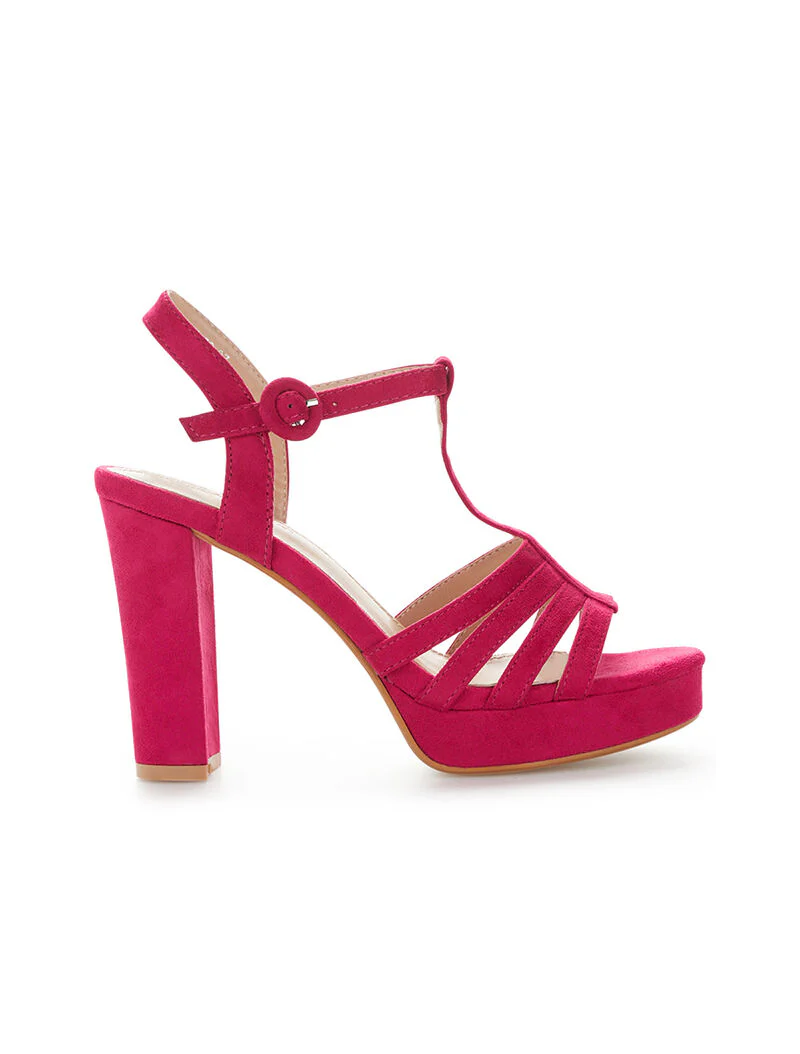 Hoge blok sandalen - fuchsia