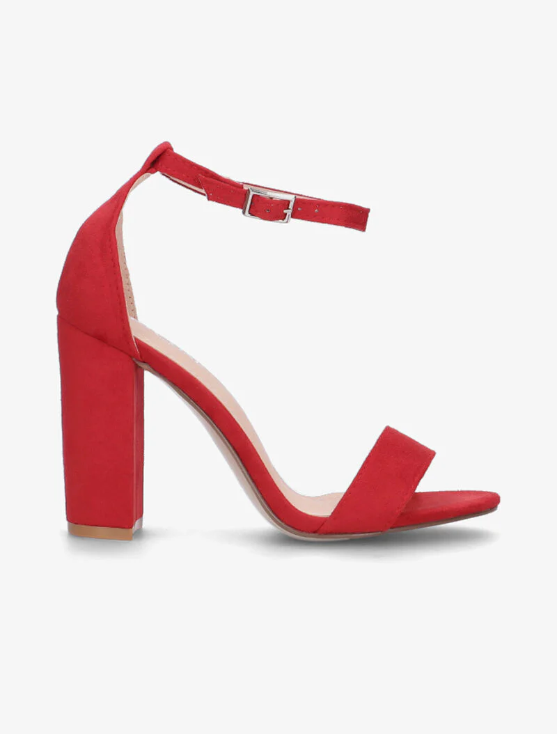 Sandalen van suèdine met blokhak - rood - Image 3