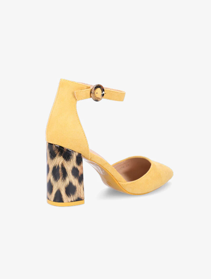 Blokhak sandalen met luipaardprint - geel - Image 4