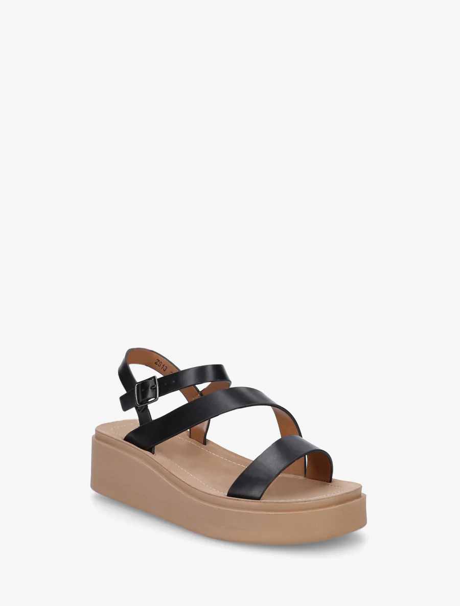 Sandalen met meerdere bandjes in imitatieleer - Zwart - Image 2