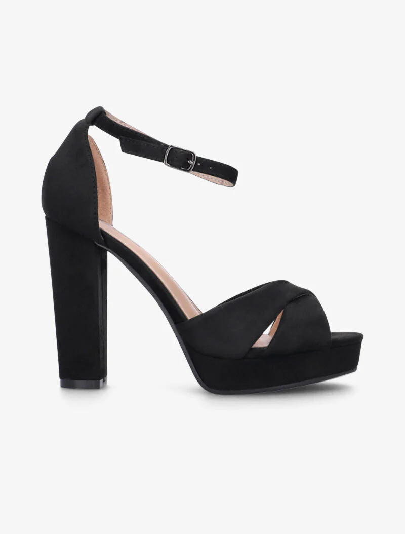 Sandalen met plateauzool en gekruiste bandjes - zwart - Image 2