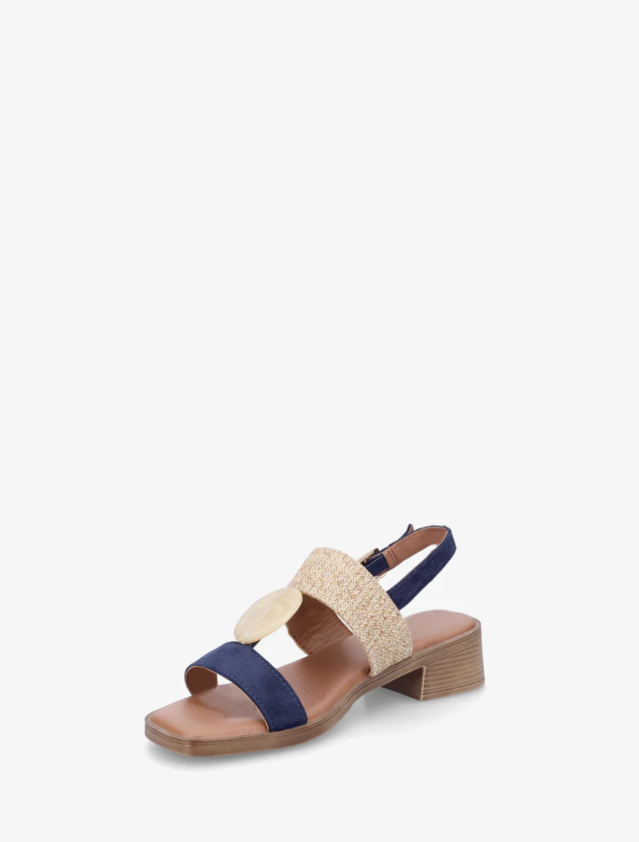 Sandalen met siersteen inzetstuk in steenstijl - Marine - Image 3