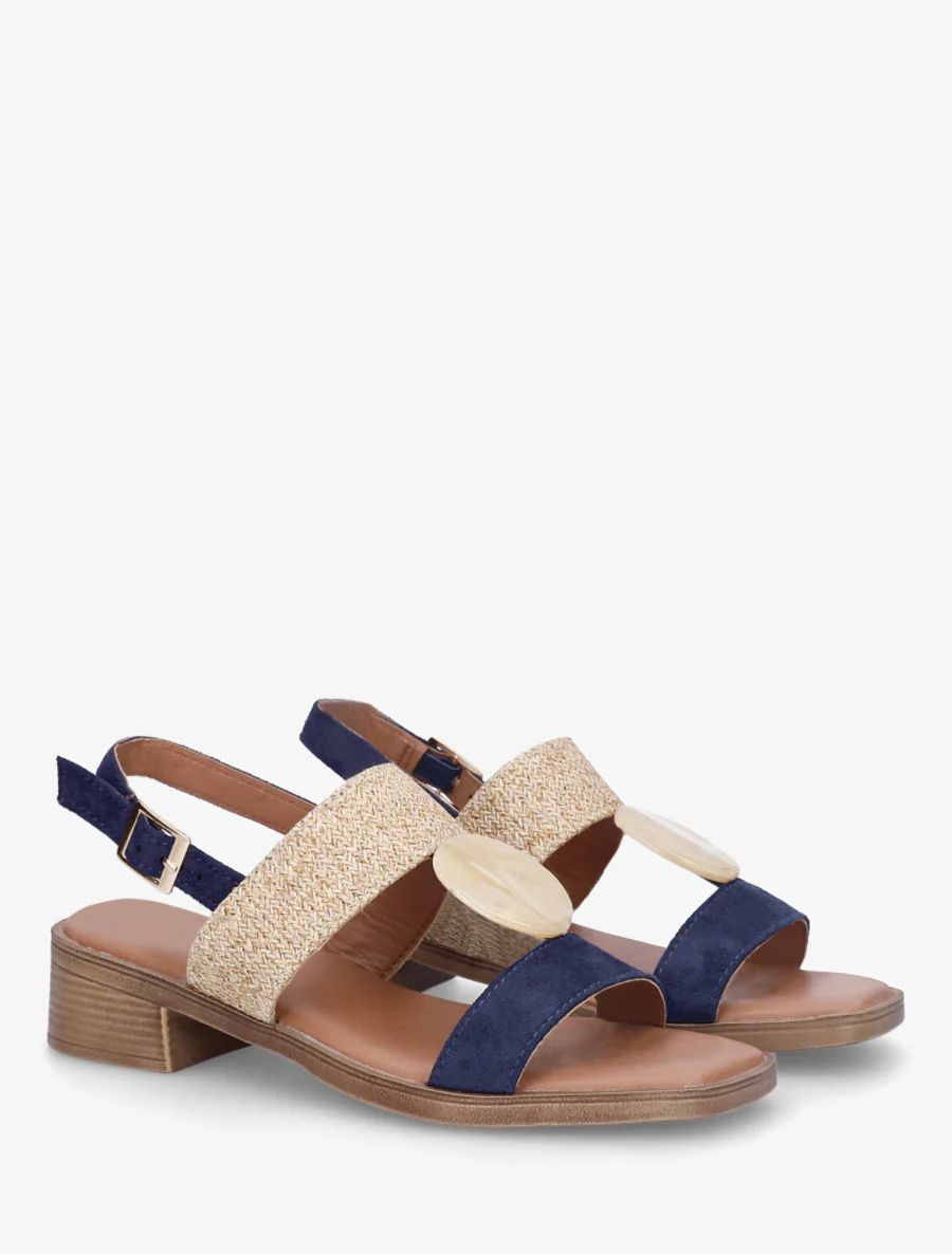 Sandalen met siersteen inzetstuk in steenstijl - Marine - Image 4