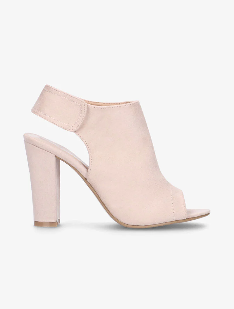 Peep-toe sandalen in suède - roze