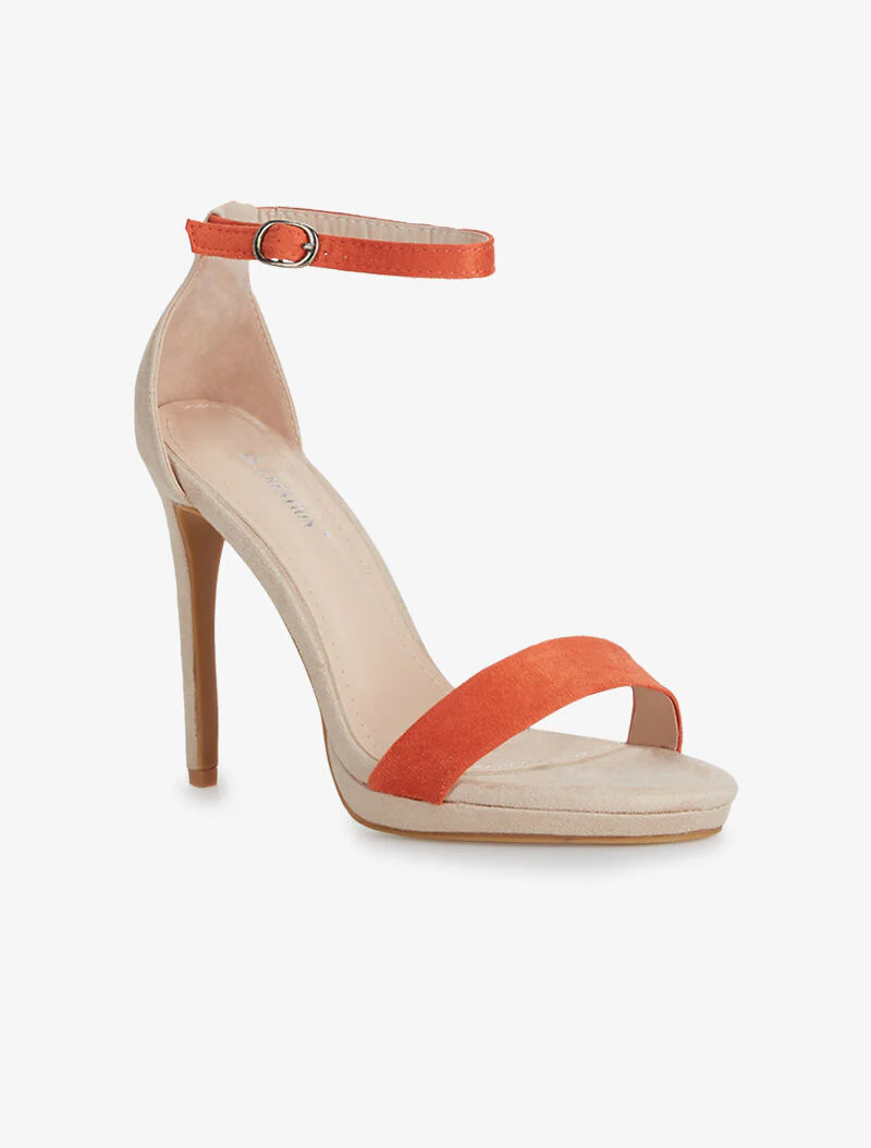 Tweekleurige sandalen - oranje/beige - Image 2