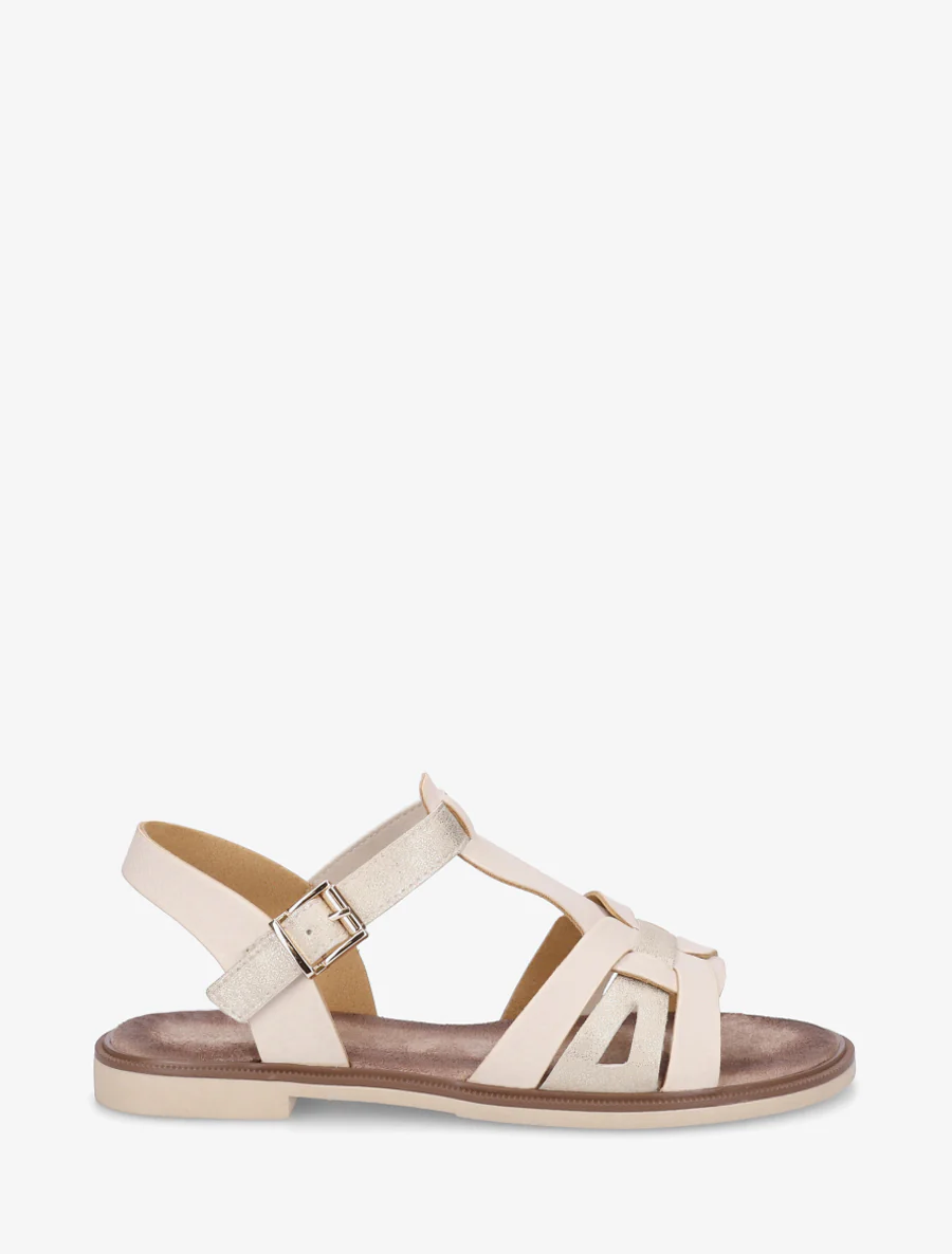 Sandalen van imitatieleer met gevlochten effect - Beige