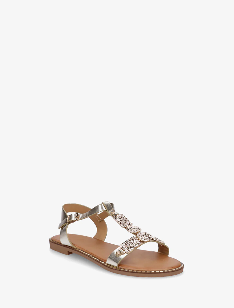 Sandalen van imitatieleer met metalen inzetstuk - Goud - Image 2