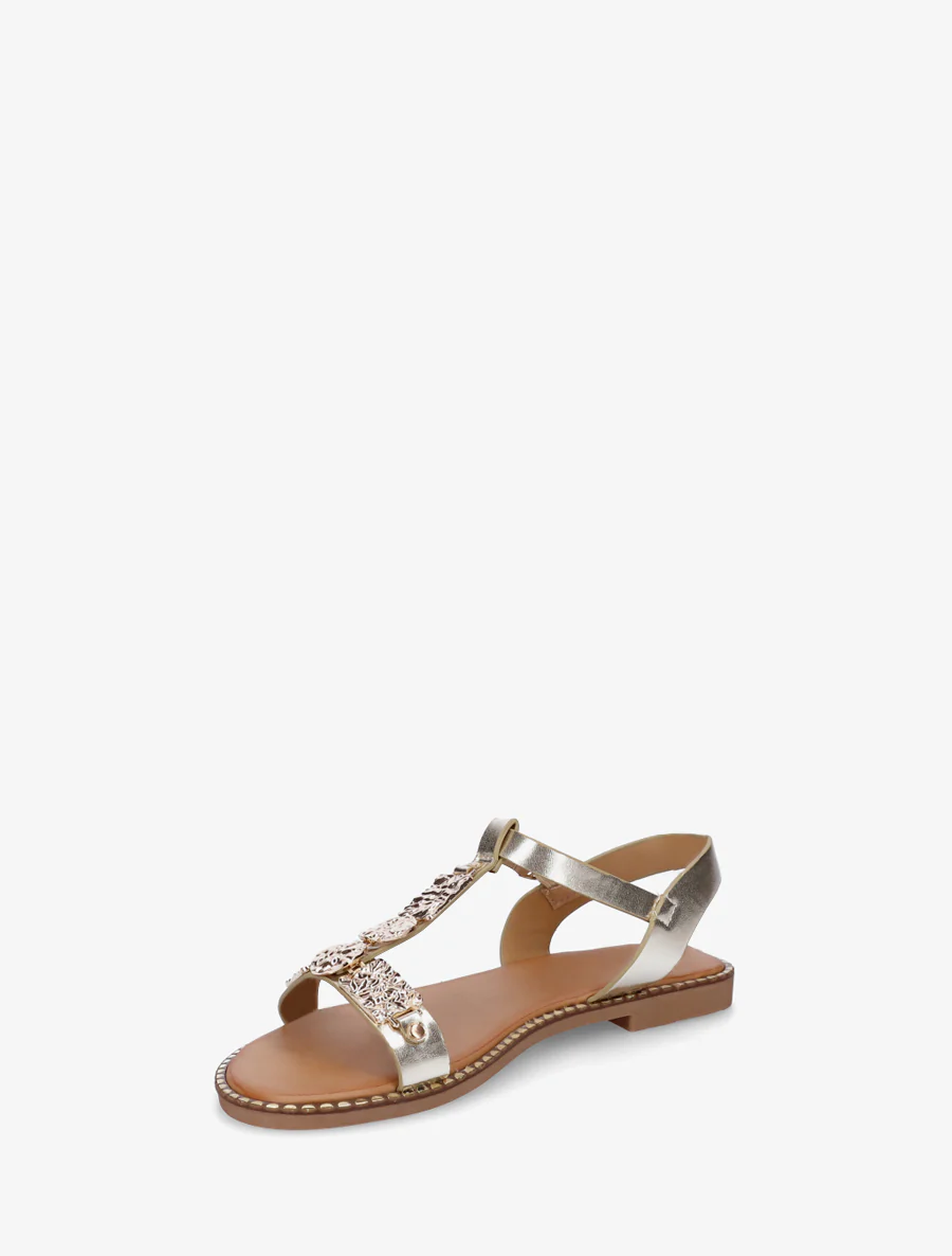 Sandalen van imitatieleer met metalen inzetstuk - Goud - Image 3