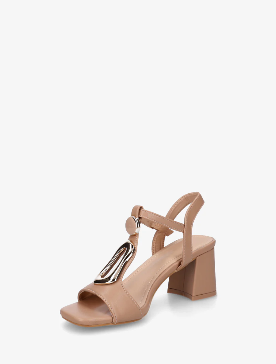 Sandalen van imitatiemateriaal met siergesp - Donker beige - Image 3