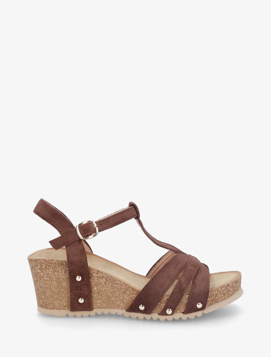 Sandalen van suèdine met T-bandje - Bruin