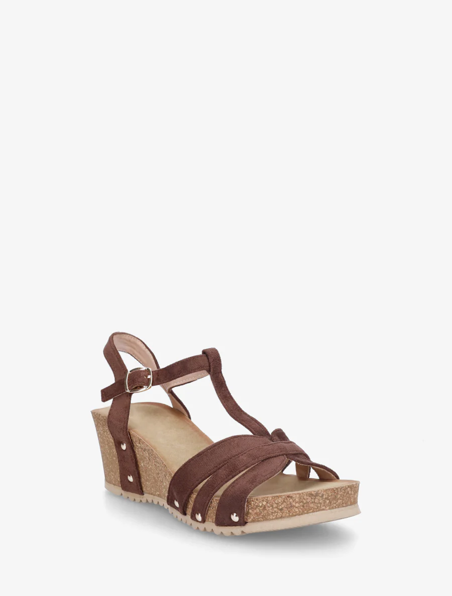 Sandalen van suèdine met T-bandje - Bruin - Image 2