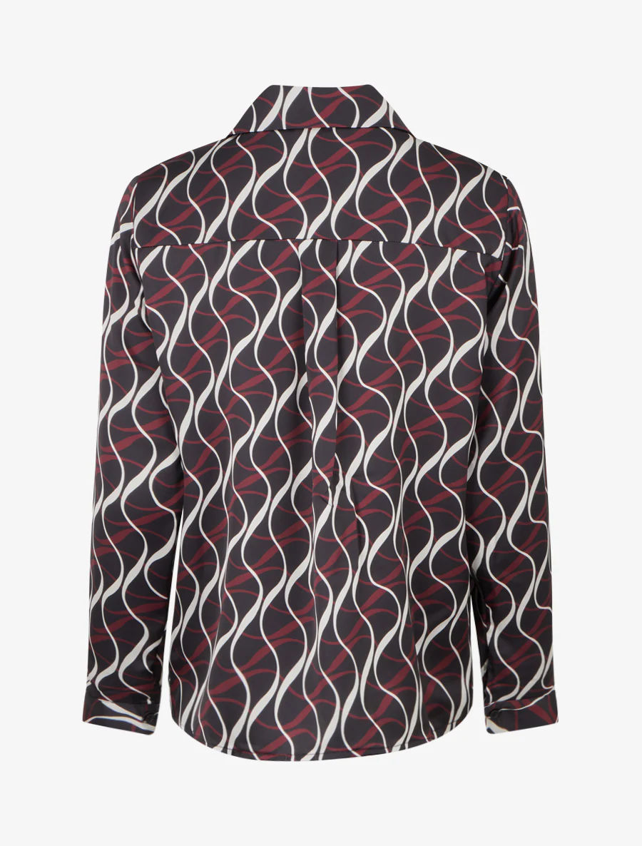 Satijnen blouse met grafische print - Zwart - Image 2