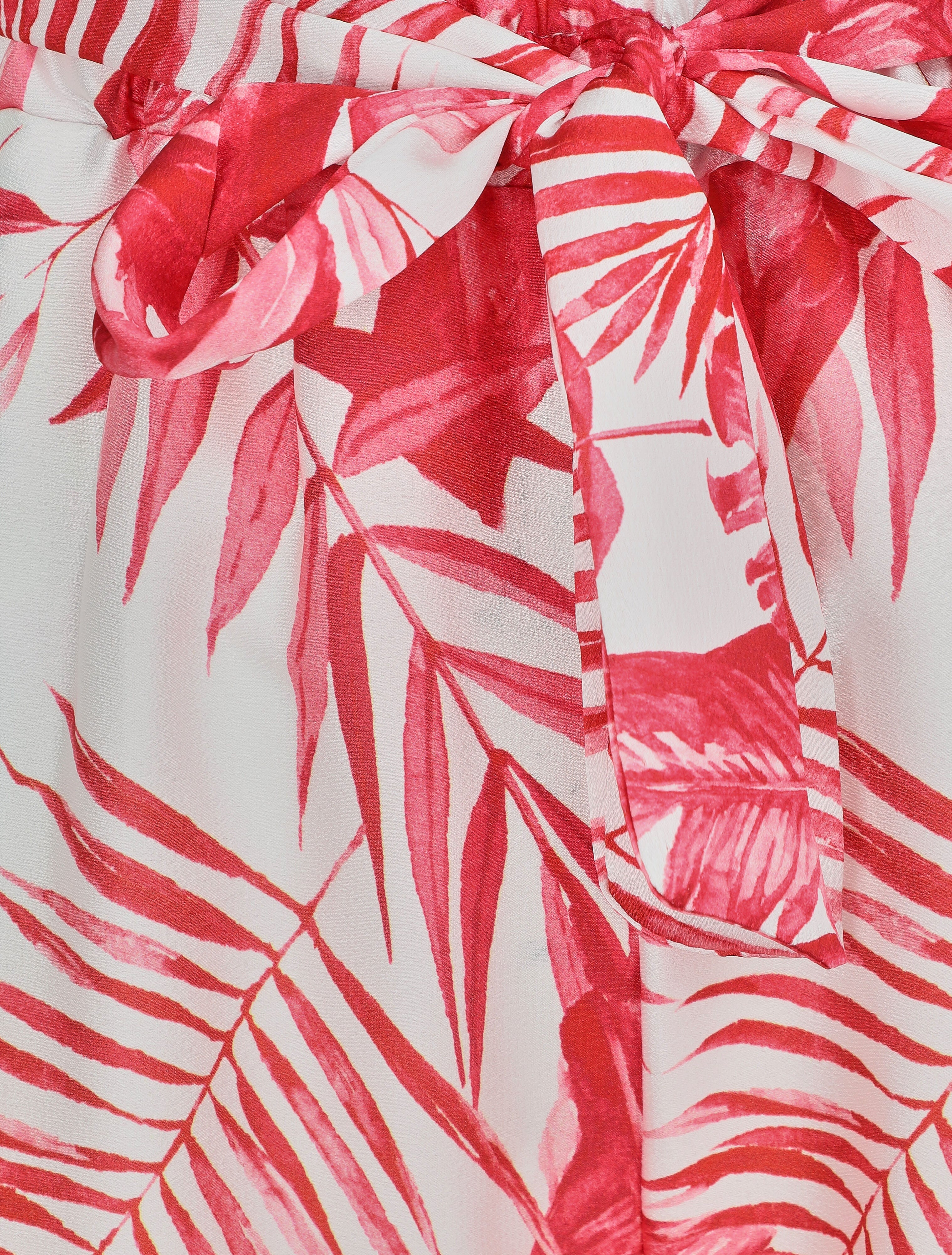 Satijnen geprinte tropische broek - Rood - Image 3
