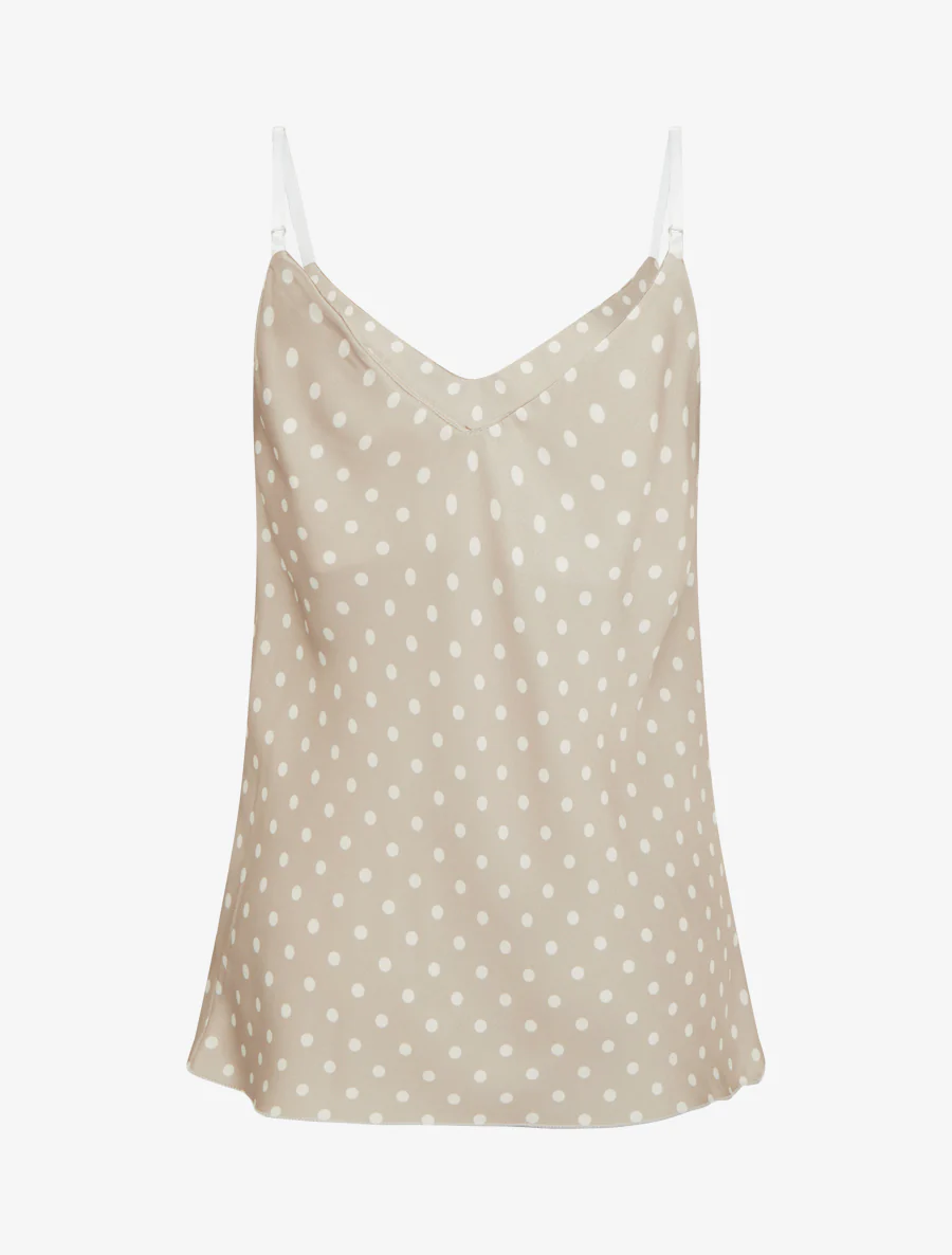 Satijnen hemdje met stippenprint - Beige - Image 2