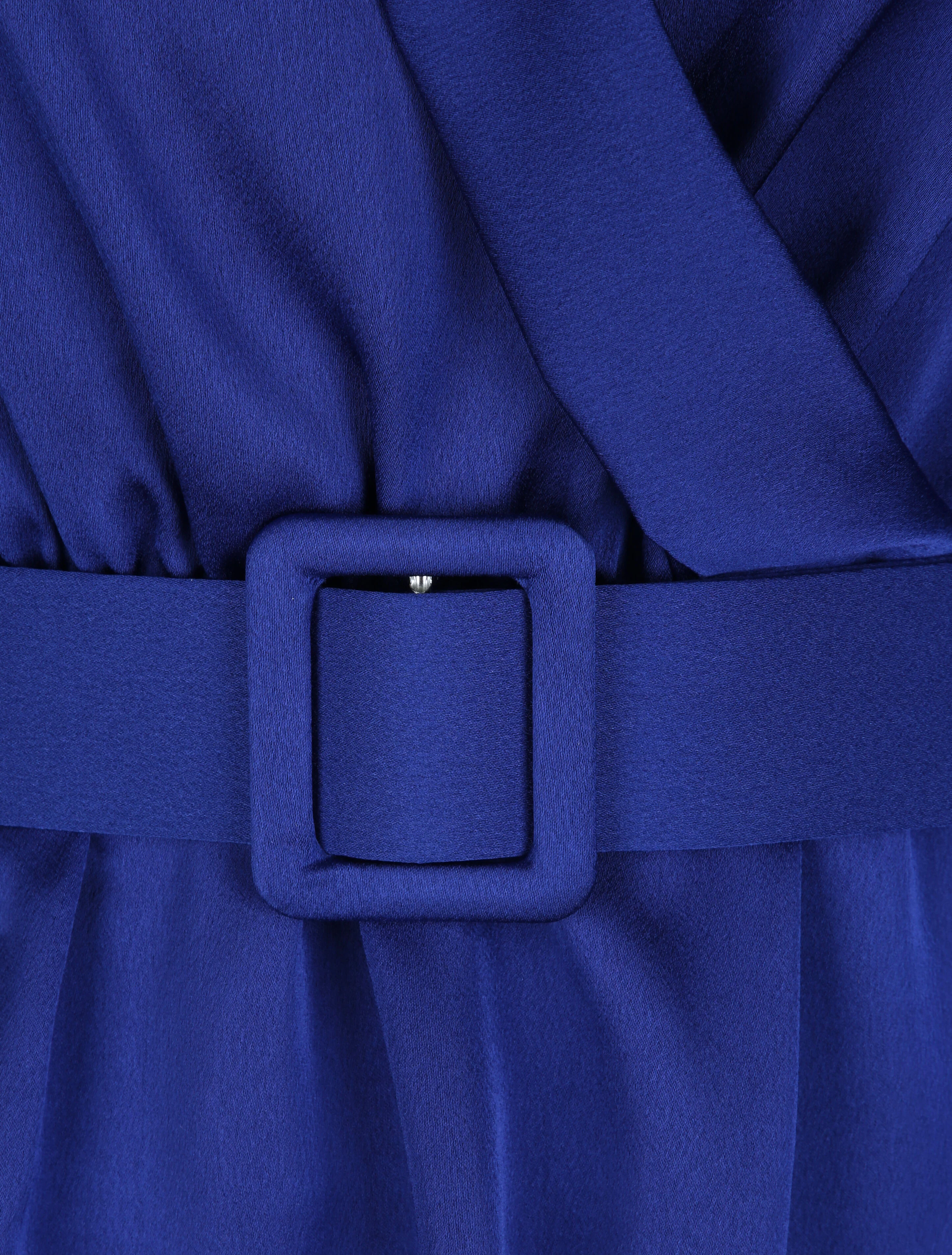 Satijnen peplum blouse - Kobaltblauw - Image 3