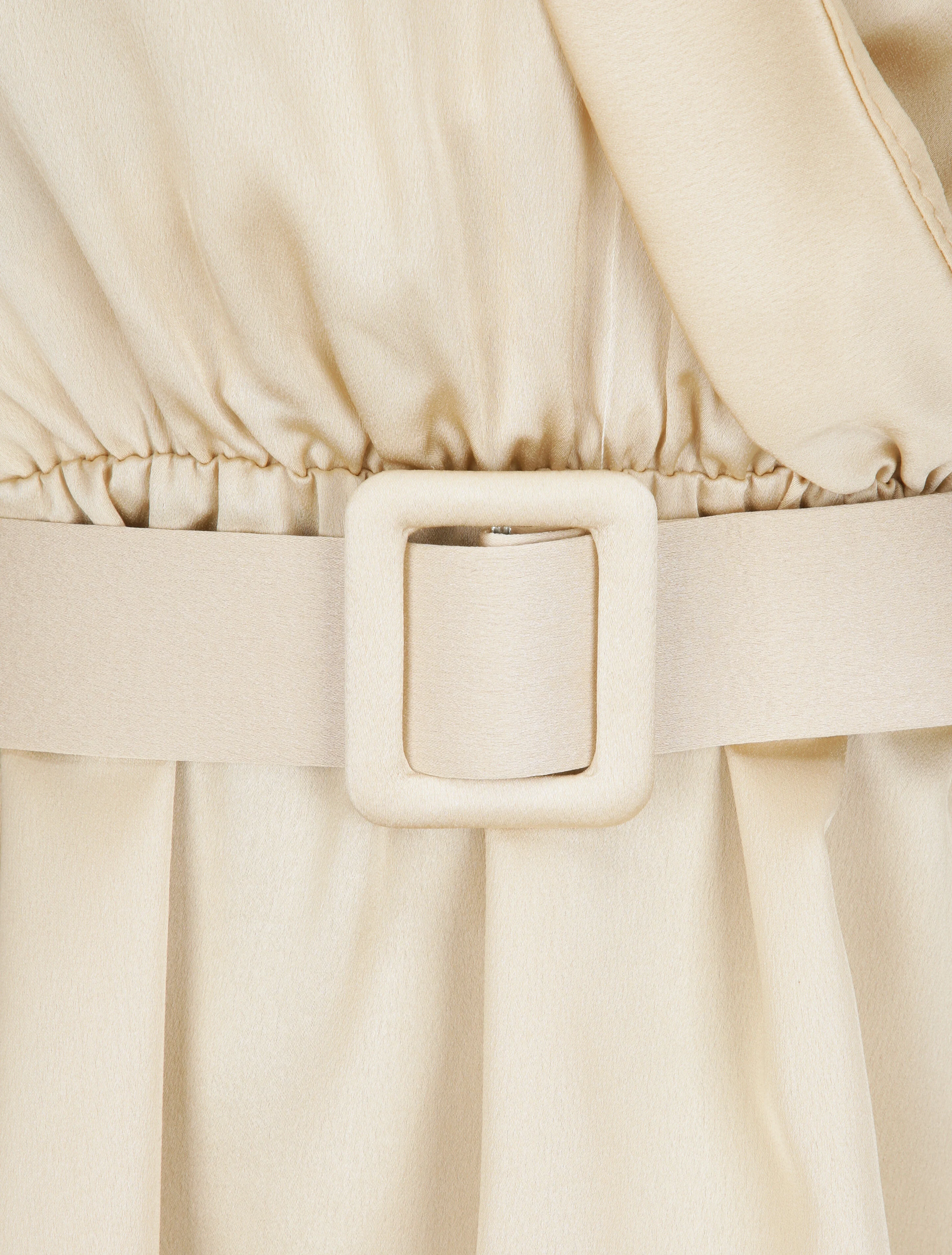 Satijnen peplum blouse - Beige - Image 3