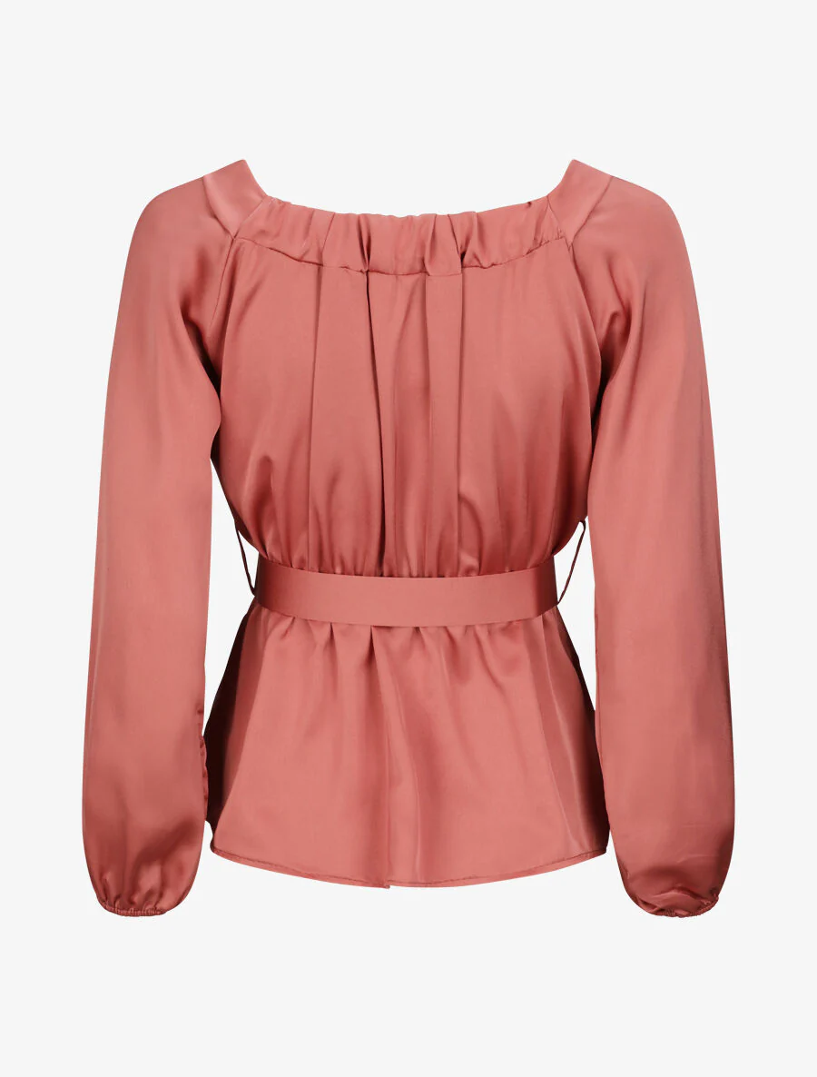 Satijnen peplum blouse - Roze - Image 2