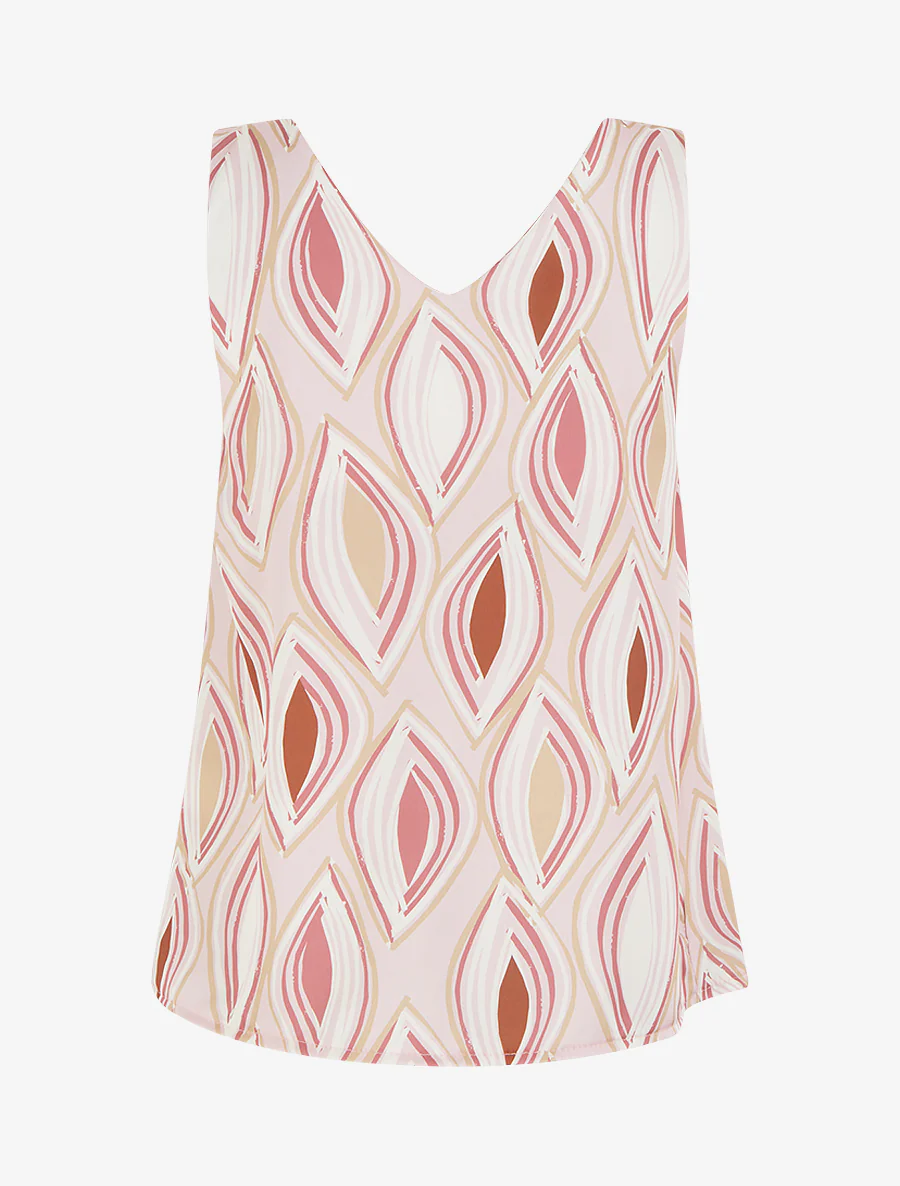 Satijnen top met fantasieprint en juweel - Roos - Image 2