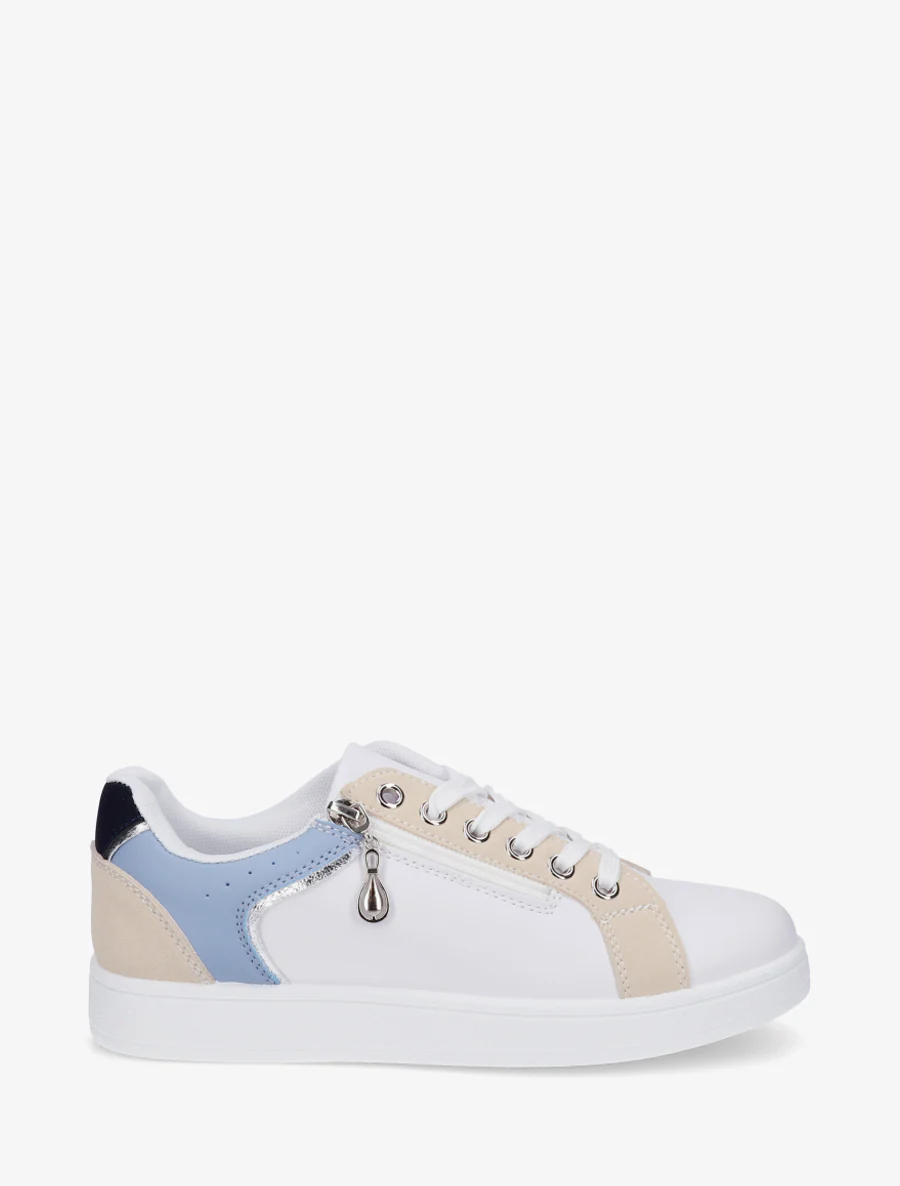 Schoenen van imitatieleer met decoratieve rits. - Lichtblauw