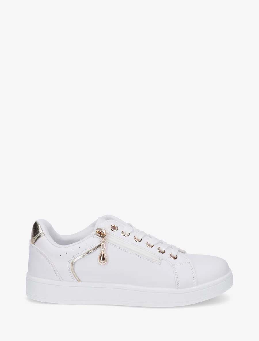 Schoenen van imitatieleer met decoratieve rits. - Goud